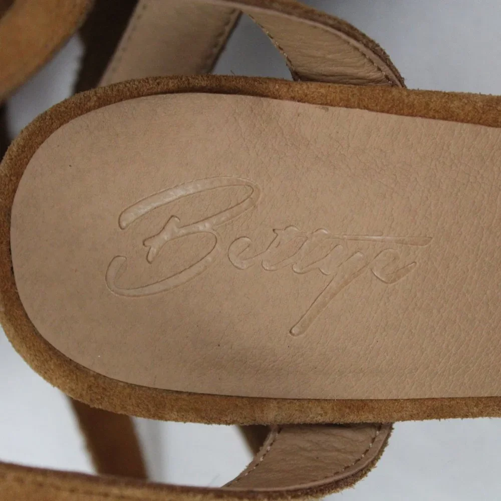Bettye Muller Tan & Black Tie Up Sandals Shoes - Picture 14 of 16